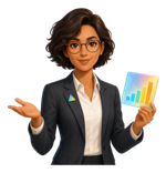 Mira, the Multilayer Insights and Reporting Analyst, holding a colourful performance chart